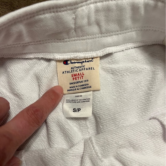 Champion Logo Sweat Shorts Athletic Jogging White Classic - size S - Picture 2 of 4
